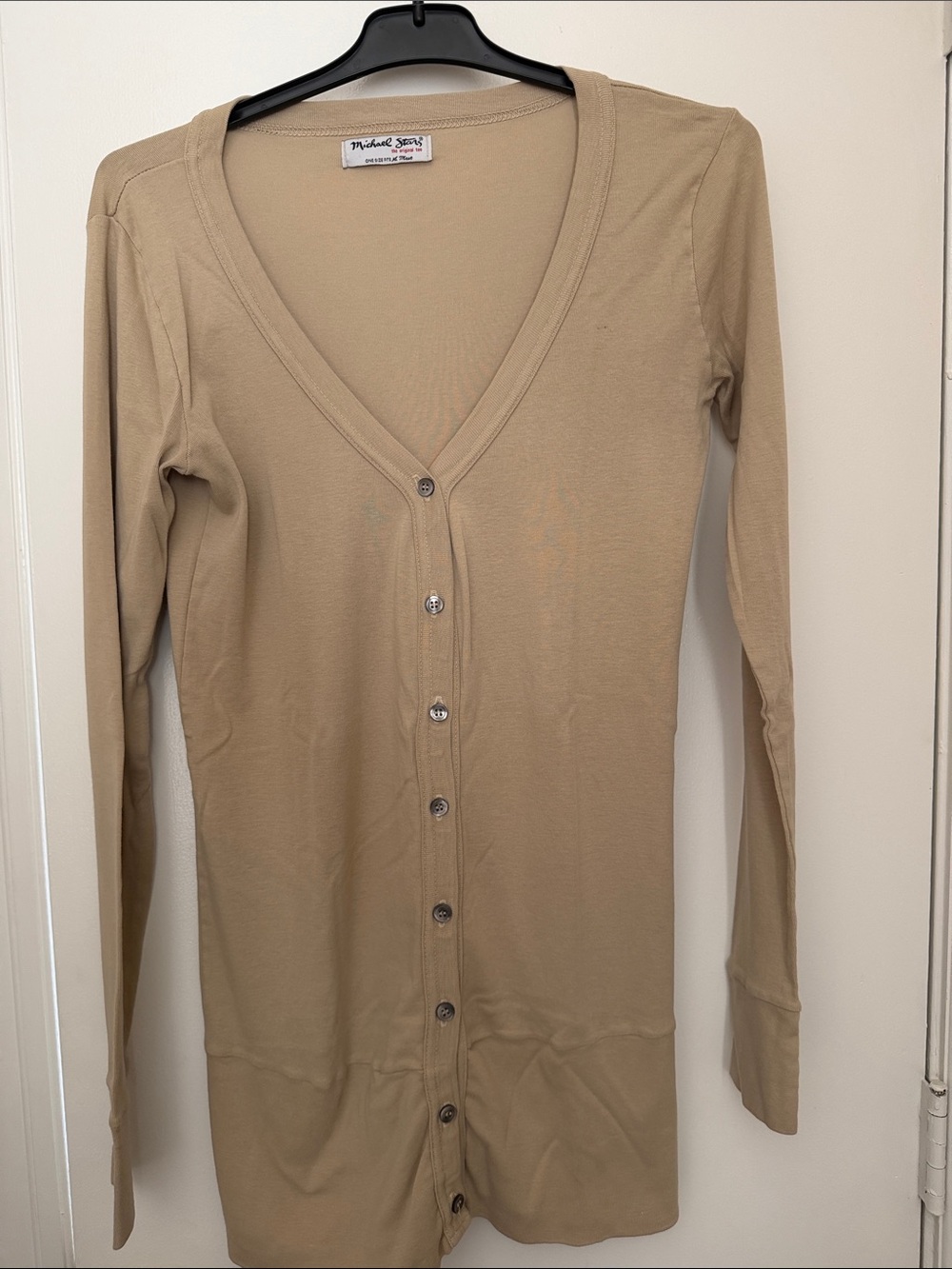 Michael Stars Beige Long-Sleeve Button-Down Top
